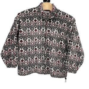 Vintage Yves Jennet Deep Pile‎ Fleece Full Zip Ski Print Jacket Large